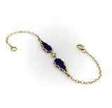 Signature 14K Gold Gothic Teardrop Diamond and Blue Enamel Bracelet Kirsten's Corner