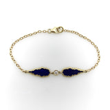 Signature 14K Gold Gothic Teardrop Diamond and Blue Enamel Bracelet Kirsten's Corner