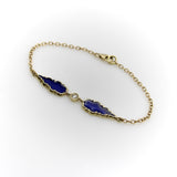 Signature 14K Gold Gothic Teardrop Diamond and Blue Enamel Bracelet Kirsten's Corner