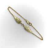 Signature 14K Gold Gothic Teardrop Diamond and Blue Enamel Bracelet Kirsten's Corner