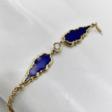 Signature 14K Gold Gothic Teardrop Diamond and Blue Enamel Bracelet Kirsten's Corner