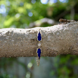 Signature 14K Gold Gothic Teardrop Diamond and Blue Enamel Bracelet Kirsten's Corner