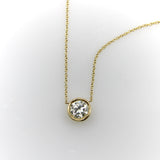Signature 14K Gold Bezel Set Old European Cut Diamond 16” Necklace Kirsten's Corner