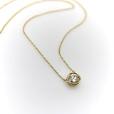 Signature 14K Gold Bezel Set Old European Cut Diamond 16” Necklace Kirsten's Corner