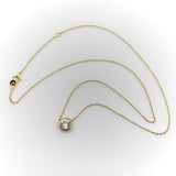 Signature 14K Gold Bezel Set Old European Cut Diamond 18” Necklace Kirsten's Corner