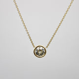 Signature 14K Gold Bezel Set Old European Cut Diamond 18” Necklace Kirsten's Corner