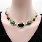 Vintage Taxco Sterling Silver Graduated Multi-Stone Necklace Necklace Kirsten's Corner Jewelry