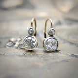 Victorian Silver Front 14K Gold Backed Old European Cut Diamond Earrings Kirsten's Corner