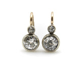 Victorian Silver Front 14K Gold Backed Old European Cut Diamond Earrings Kirsten's Corner