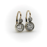 Victorian Silver Front 14K Gold Backed Old European Cut Diamond Earrings Kirsten's Corner