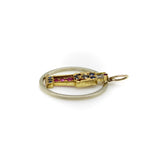 Retro 18K Gold Diamond Ruby and Sapphire Guard Charm or Pendant Kirsten's Corner