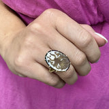 14K Gold Smoky Topaz Intaglio Family Crest Ring Kirsten's Corner