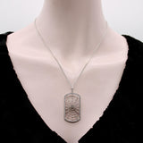 18K White Gold Dog Tag Shaped Spiderweb with Pave Diamonds on 14K Gold Chain Necklaces, Pendants Kirsten's Corner