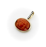 14K Gold Signature Victorian Coral Winged Angel Pendant with Diamonds Pendant, Charm Kirsten's Corner