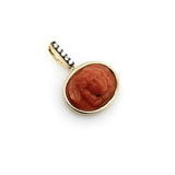 14K Gold Signature Victorian Coral Winged Angel Pendant with Diamonds Pendant, Charm Kirsten's Corner