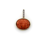 14K Gold Signature Victorian Coral Winged Angel Pendant with Diamonds Pendant, Charm Kirsten's Corner