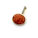 14K Gold Signature Victorian Coral Winged Angel Pendant with Diamonds Pendant, Charm Kirsten's Corner