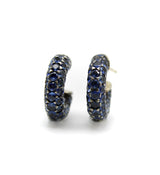 Vintage Gioia 18K Gold and Sterling Silver Sapphire Huggie Earrings jewelry Kirsten's Corner