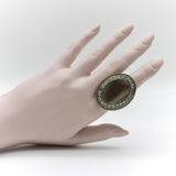 Portuguese Georgian Chrysoberyl and Banded Agate Plaque Gold Ring Kirsten's Corner