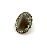 Portuguese Georgian Chrysoberyl and Banded Agate Plaque Gold Ring Kirsten's Corner