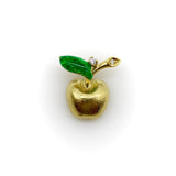 18K Gold Vintage Apple Diamond and Enamel Charm Pendant, Charm Kirsten's Corner