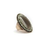 Portuguese Georgian Chrysoberyl and Banded Agate Plaque Gold Ring Kirsten's Corner