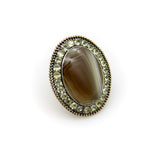 Portuguese Georgian Chrysoberyl and Banded Agate Plaque Gold Ring Kirsten's Corner