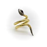 Vintage 22K Gold Diamond Ruby and Silver Snake Ring ring Kirsten's Corner