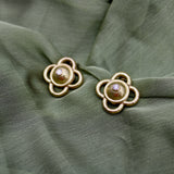 Vintage Elizabeth Locke Quatrefoil 18K Gold and Diamond Earrings Earrings Kirsten's Corner