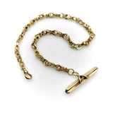 Victorian 14K Gold Watch Chain with T-Bar and Dog Clip Chain Kirsten's Corner