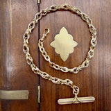 Victorian 14K Gold Watch Chain with T-Bar and Dog Clip Chain Kirsten's Corner