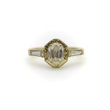 18K Gold Hexagonal Diamond Hand Engraved Ring ring Kirsten's Corner