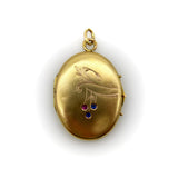 14K Gold Imperial Russian Locket with Rubies & Sapphires locket Kirsten's Corner Jewelry