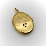 14K Gold Imperial Russian Locket with Rubies & Sapphires locket Kirsten's Corner Jewelry