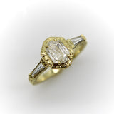 18K Gold Hexagonal Diamond Hand Engraved Ring ring Kirsten's Corner