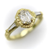 18K Gold Hexagonal Diamond Hand Engraved Ring ring Kirsten's Corner