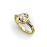 18K Gold Hexagonal Diamond Hand Engraved Ring ring Kirsten's Corner