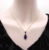 14K Gold and Blue Enamel Hamsa Pendant with Diamonds Pendant, Charm Kirsten's Corner