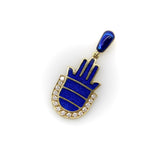 14K Gold and Blue Enamel Hamsa Pendant with Diamonds Pendant, Charm Kirsten's Corner