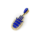 14K Gold and Blue Enamel Hamsa Pendant with Diamonds Pendant, Charm Kirsten's Corner