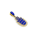 14K Gold and Blue Enamel Hamsa Pendant with Diamonds Pendant, Charm Kirsten's Corner