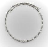 14K White Gold and Diamond 7 Carat Graduated Riviera Necklace Kirsten's Corner
