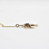 Edwardian 14K Gold Sapphire and Seed Pearl Pendant with Pearl Drops Necklace Kirsten's Corner