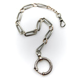 Victorian Sterling Silver and Niello Watch Chain with Large Spring Ring Kirsten's Corner