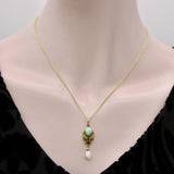 14K Gold Art Nouveau Turquoise Drop Pendant with Mississippi Pearl Necklaces, Pendants Kirsten's Corner
