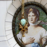 14K Gold Art Nouveau Turquoise Drop Pendant with Mississippi Pearl Necklaces, Pendants Kirsten's Corner