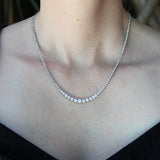 14K White Gold and Diamond 7 Carat Graduated Riviera Necklace Kirsten's Corner
