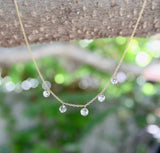 18K Gold 5-Stone Rose Cut Diamond Dangle Necklace Necklace Kirsten's Corner