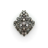 Late Victorian Sterling Silver and 12K Gold Diamond Pendant Brooch Pendant Kirsten's Corner Jewelry
