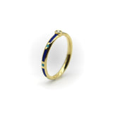 18K Gold Blue and Turquoise Enameled Ring with Diamond Accent ring Kirsten's Corner